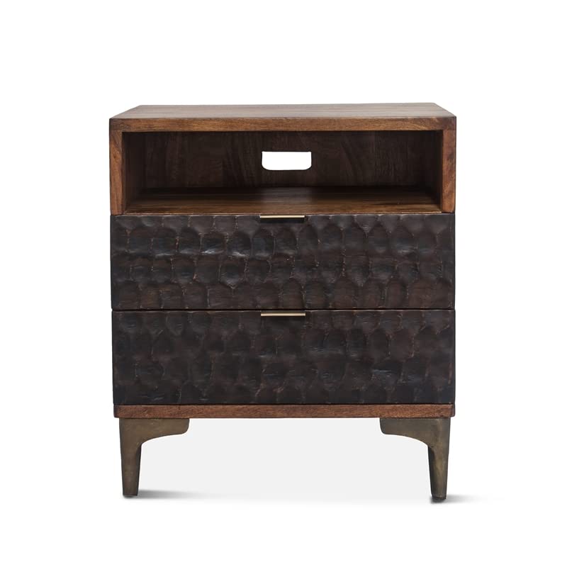 World Interiors Vallarta 24" Mango Wood Two Tone Night Stand in Brown World Interiors