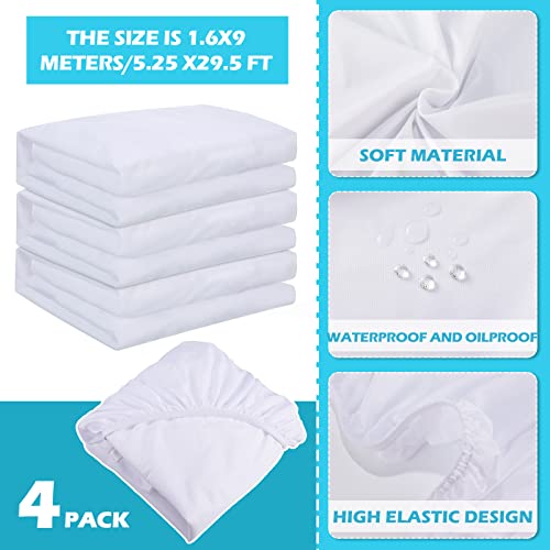 White Hospital Bed Sheets Soft Knitted Sheets 36 x 84 x 14 in Cotton Single Fully Fitted with Elastic All Around, No Wrinkle, Skin Friendly for Home Bed, Massage Table, Hospital, Hotel(4 Pcs) Tudomro
