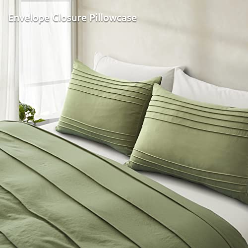 Oli Anderson Sage Green Duvet Cover Twin Size - Pleated Twin Duvet Cover, 2PCS Soft and Breathable Textured Bedding Set with Zipper Closure(Sage Green,68"x90") Oli Anderson
