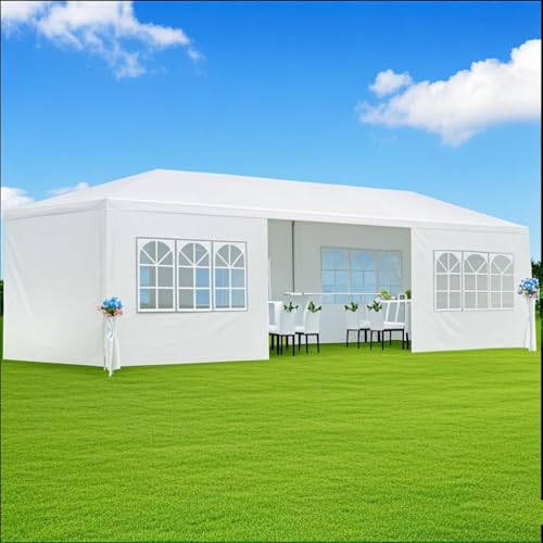 10' X 30' Outdoor Wedding Party Tent Canopy Tent with 8 Removable Sidewalls, Heavy Duty Waterproof Gazebo Patio Shelter for BBQ Camping Party Cater Events Gaderth