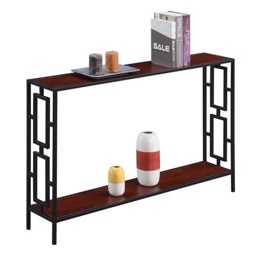 Town Square Metal Frame Console Table with Shelf, Cherry / Black Convenience Concepts