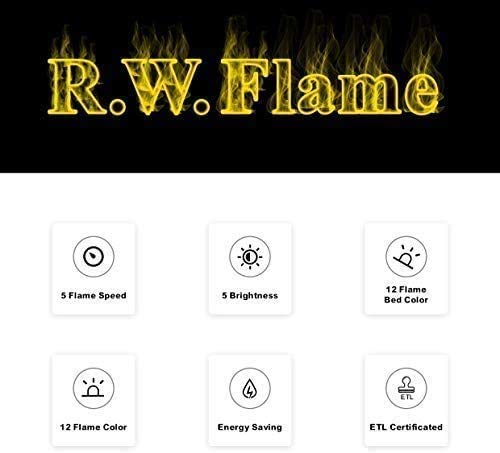 R.W.FLAME 42IN Recessed and Wall Mounted, The Thinnest Fireplace, Low Noise, Fit for 2 x 6 and 2 x 4 Stud, Remote Control with Timer, Touch Screen, Adjustable Flame Color and Speed R.W.FLAME