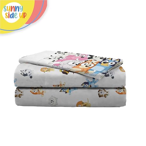Sunny Side Up Bluey & Friends Twin Sheet Set - 3 Piece Kids Bedding Set Includes Pillow Cover - Super Soft Microfiber Sheets Sunny Side Up