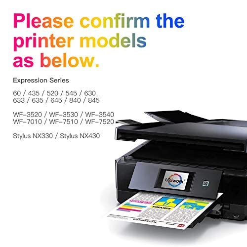 Uniwork Remanufactured 126 Ink Cartridges Replacement for Epson 126 T126 use for Workforce 435 520 545 635 645 WF-3520 WF-3530 WF-3540 WF-7010 WF-7510 WF-7520 Stylus NX430 Printer 5 Pack Uniwork