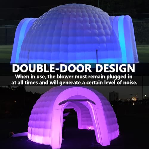 SAYOK Portable Inflatable Igloo Dome with Air Blower (White, Two Doors, 16.4ft) Event Structure Night Club Party Tent for Wedding Promotion Trade Show SAYOK