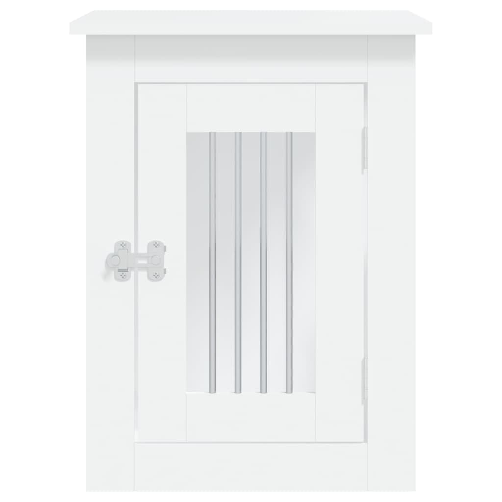 vidaXL Dog Crate Furniture-Indoor Puppy Kennel/End Table, White, Engineered Wood & Steel, 17.7"x24.4"x23.2" vidaXL