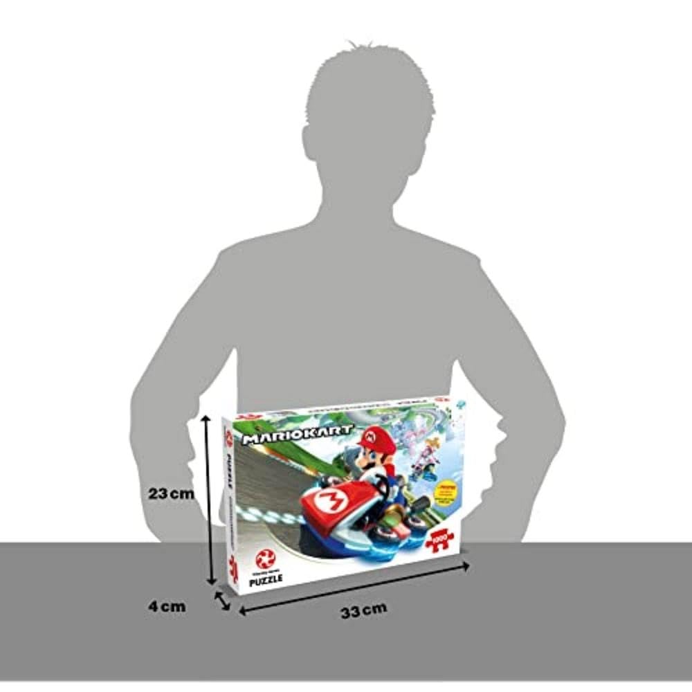 Winning Moves Mario Kart Funracer 1000 Piece Jigsaw Puzzle Game, Piece Together The Iconic Mario Kart Scene, Contains a Full-Scale Poster of The Puzzle Image, Gift and Toy for Ages 14 Plus Winning Moves