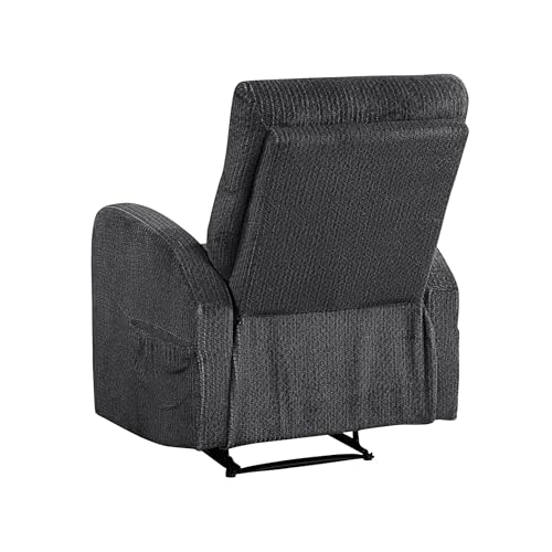 Lexicon Manual Recliner Chair, Textured Microfiber Reclining Chair, Wall Hugger, Track Arms, Magazine Pockets, Manual Recliner for Living Room/Office/Apartment, Easy Assembly, Dark Gray