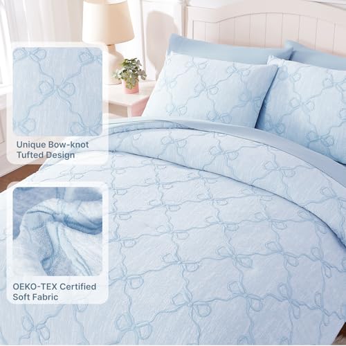 Wink Deer Full Size Comforter Sets with Sheets for Girls-7 Pieces Full Size Bedding Sets with Light Blue Comforter, Sheets, Pillowcases & Shams for Kids (Light Blue Diamond, 76" X 86") Wink Deer