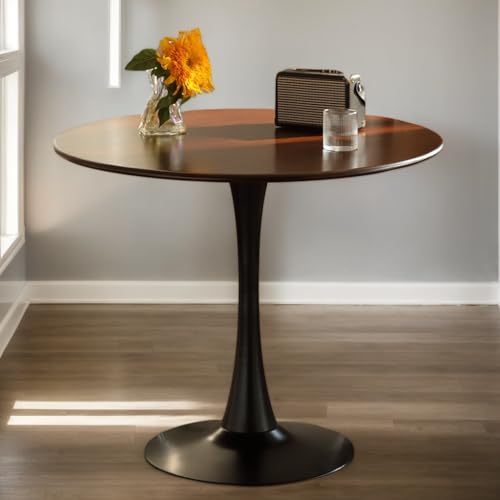 HEPMIMZHU 23.6" Round Tulip Dining Table, Mid-Century Tulip Table Kitchen Tulip Dining Table 2 People with MDF Table Top & Pedestal Base for Office Living Room HEPMIMZHU