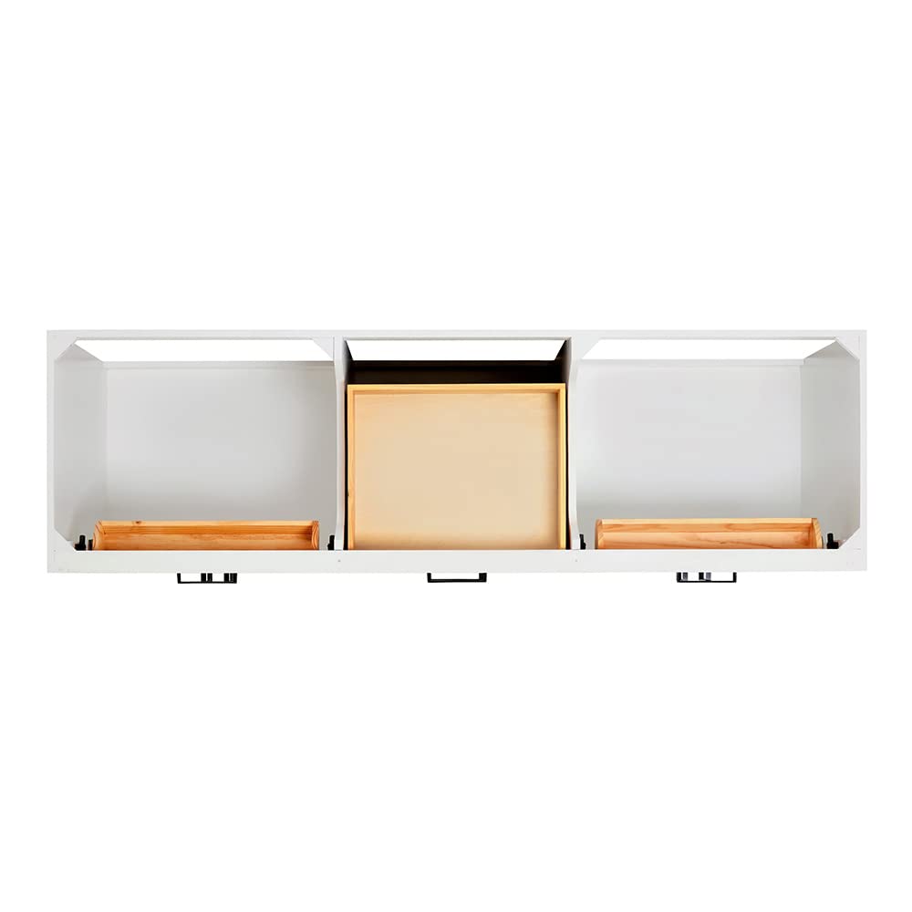 ARIEL Double Bathroom Vanity Base Cabinet 72" White, Double Sink Configuration, 4 Soft Closing Doors, 6 Full Extension Dovetail Drawers, Toe Kick, Matte Black ARIEL