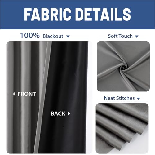 MIULEE 100% Blackout Room Divider Curtains, Extra Wide Ceiling Panel Sound Proof Thermal Insulated Privacy Drapes for Living Room Bedroom Patio, Ceiling Track, W100 x L96 Inch, Gray, 1 Panel MIULEE
