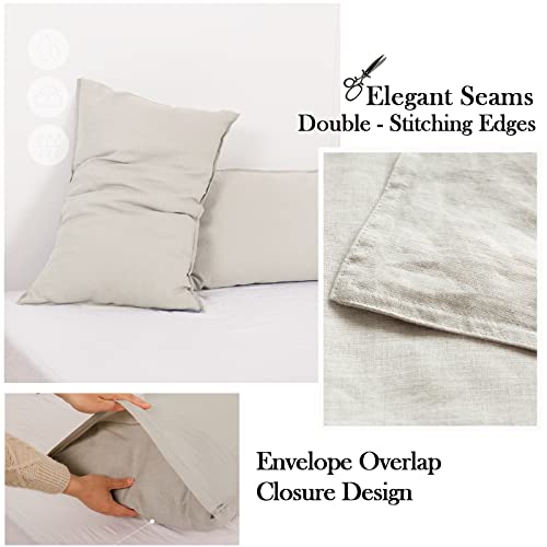 Simple&Opulence 100% Linen Sheet Set 4pcs Basic Style, Deep Pocket, Natural French Washed Flax Solid Color Soft Breathable Bed Sheets - Linen, Queen Simple&Opulence