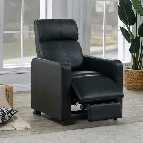 Coaster Home Furnishings - Toohey - Leatherette Upholstered Push Back Recliner Chair with Plush Headrests, Padded Armrests, and Pocket Coil Cushions - Living Room - 30-Inch - Black - 600181 Coaster Fine Furniture