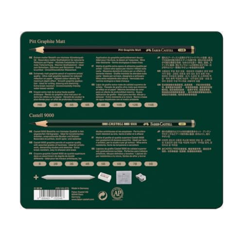 Faber-Castell Graphite Pencil Pitt Mat - 8pcs. and 9000 8pcs. in tin Faber-Castell