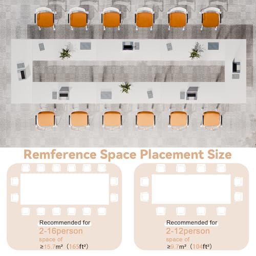 6-8 Person Conference Table Folding Conference Table for Office,Training, Seminar,Schools Modern Wood Conference Meeting Room Table Large Rectangular Conference Room Tables (6, White, 63in) JNMDLAKO
