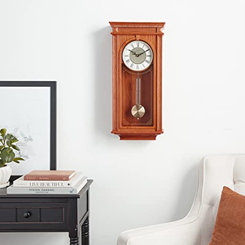 Bulova C4419 Manorcourt Chiming Clock, Golden Oak Finish, Brown Bulova