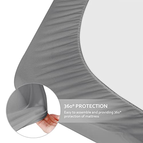 Cot Sheets 31" x 75"(Sheet Only), Cot Fitted Sheet Ultra Soft and Breathable Snug Fit for Narrow Twin Mattress/RVs Bunk/Guest Beds/Army Cots/Trifold Mattress/Travel Size Mattress Grey Moonsea