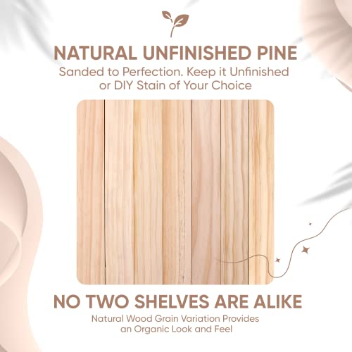 Homeforia Rustic Farmhouse Floating Shelves, Bathroom Wooden Shelves for Wall Mounted, Thick Industrial Kitchen Wood Shelf - 16 x 6.5 x 1.75 inch - Set of 2 - Unfinished - No Stain - DIY Homeforia