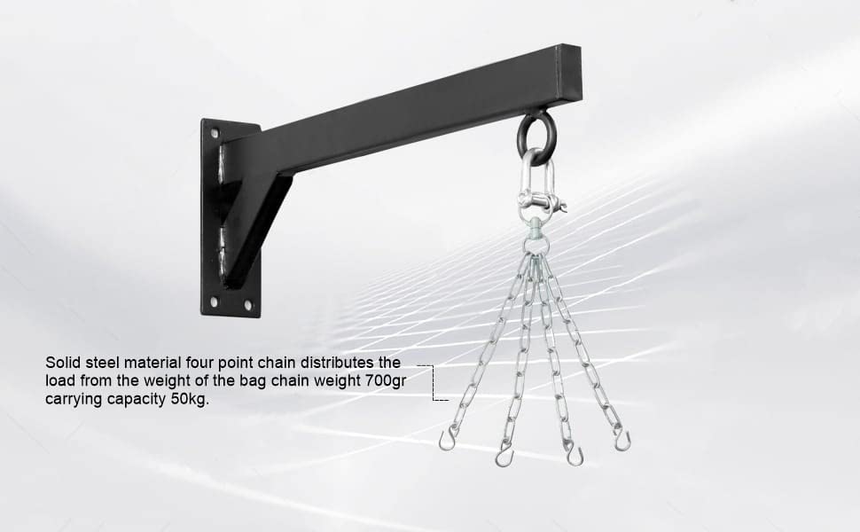 Punch Bag Wall Bracket by JP Sports - 18inch Heavy Duty with D-Shackle Swivel, Chain & Fixings Materials JP ADVANCE CHOICE