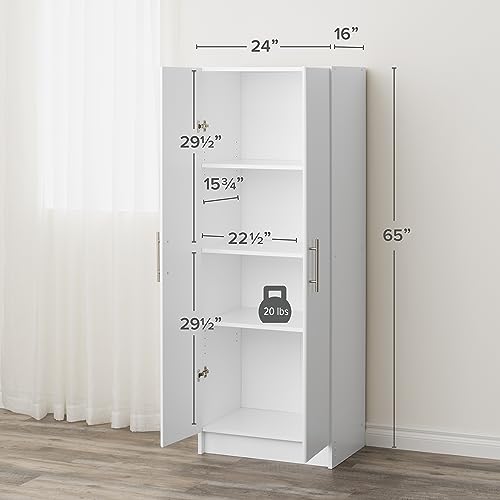 Elite 24" White Storage Cabinet with Adjustable Shelves and Elegant Design Prepac