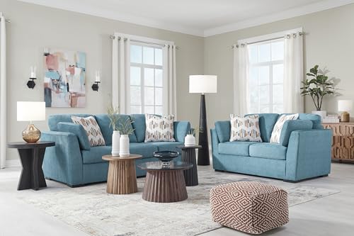 Signature Design by Ashley Keerwick Scandinavian Sofa with 4 Toss Pillows, Blue Signature Design by Ashley