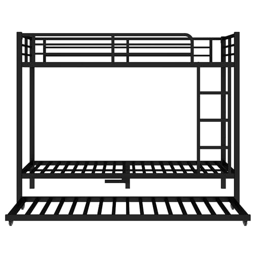 Bellemave Metal Twin XL Over Twin XL Bunk Beds with Trundle,Heavy Duty Bunk beds Frame for Adults,Kids,Teens,Space-Saving,Black Bellemave