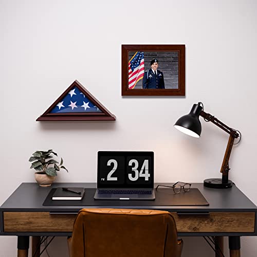 DECOMIL - 3'x5' Flag Display Case | Flag Shadow Box (Not for Burial Funeral Flag), Small Flag Display Case ,Solid Wood, Cherry Finish DECOMIL