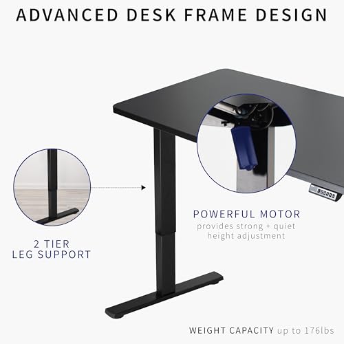 VIVO Electric Height Adjustable 60 x 24 inch Memory Stand Up Desk, Rustic Vintage Brown Solid One-Piece Table Top, Black Frame, Standing Workstation with Preset Controller, 1B Series, DESK-KIT-1B6N VIVO