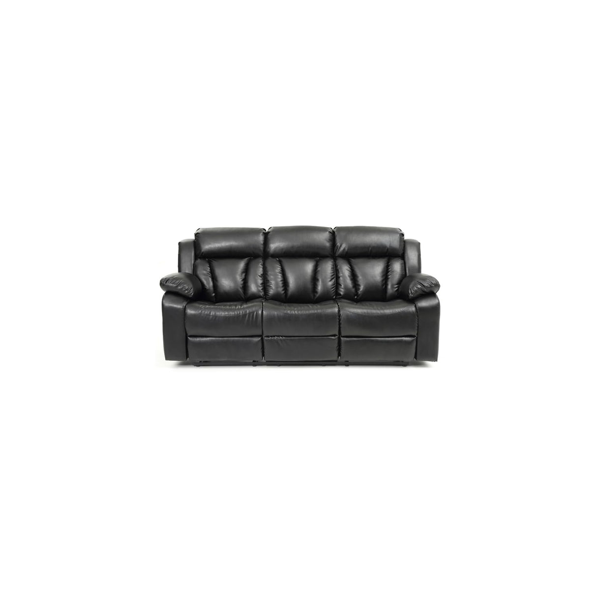 Maykoosh Faux Leather Recliner Sofa - Black Channel Tuft Design - Padded Arms Maykoosh
