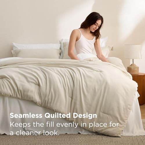 Bedsure Queen Comforter Set - 7 Pieces Beige Queen Bedding Set for All Seasons, Boho Contrasting Design Bed in a Bag with Comforter, Sheets, Pillowcases & Shams Bedsure