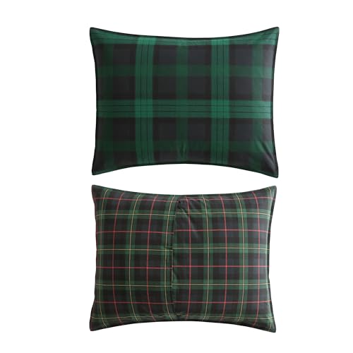 Eddie Bauer - Twin Comforter Set, Reversible Cotton Bedding with Matching Sham, Medium-Weight for Year Round Use, Dorm Essentials (Woodland Tartan Green) Eddie Bauer