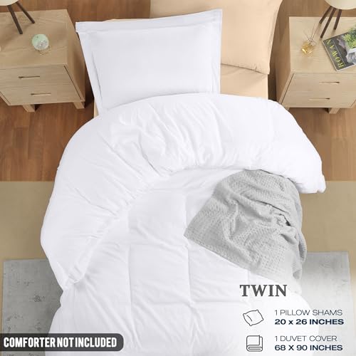 Utopia Bedding Duvet Cover Twin Size - 2 Piece with Zipper Closure - 1 Comforter Cover 68X90 Inches & 1 Pillow Sham 20X26 Inches (White) Comforter Not Included Utopia Bedding