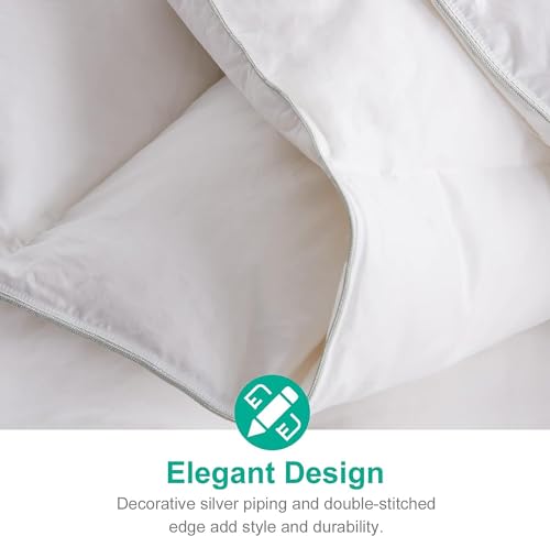 APSMILE All Season Down Feather Fibers Comforter King Size - Ultra-Soft High Fill-Power Hotel Collection Duvet Insert, Fluffy Medium Warm Quilt Comforter with Corner Tabs(106x90, White) APSMILE