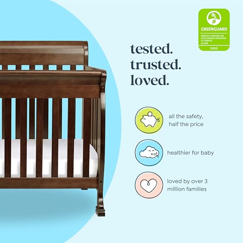 daVinci Kalani 4-in-1 Convertible Baby Crib - Strong, Easy to Assemble GREENGUARD Certified Crib - Convertible to Toddler Bed, Daybed, Full-Size Bed - Four Adjustable Mattress Heights - Espresso
