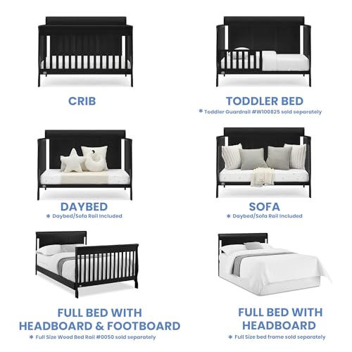 Delta Children Simmons Kids Carter 6-in-1 Convertible Crib - Greenguard Gold Certified, Black Ebony Delta Children