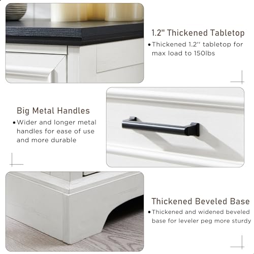 ACCOHOHO 6 Drawer Dresser, Farmhouse Chest of Drawers for Bedroom, 44" Tall Modern Dresser with Large Metal Handle, Wood Drawer Organizer for Living Room, Hallway, Closet - White ACCOHOHO