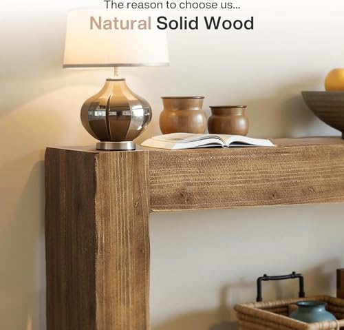 Tribesigns 63-Inch Solid Wood Console Sofa Table, Farmhouse Long Entryway Table Behind Couch for Living Room, Entrance, Hallway, Foyer, Easy Assembly Tribesigns