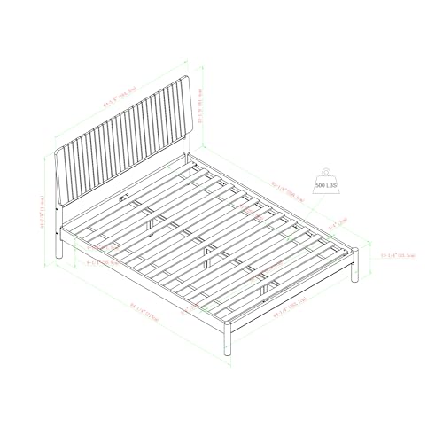 Walker Edison Queen Transitional Vertical Slatted Headboard Solid Wood Bed, Queen Size, Brown Walker Edison