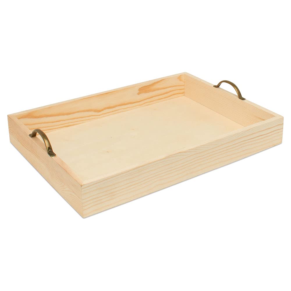 Unfinished Wood Nesting Serving Trays with Handles, 2 Sets of 3, Play Tray for Crafting, Resin, Organizing, & DIY Décor, by Woodpeckers Woodpeckers