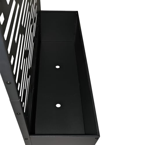 Oakland Living 6 ft. X 4 ft. Black Freestanding Metal Privacy Screen Room Divider with Flower Box Oakland Living