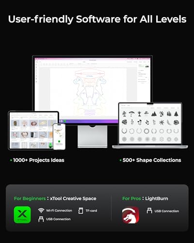 xTool S1 Laser Engraver with Rotary, Engraving on Tumbler, 20W Laser Etching, Cut 10mm Wood, Beginner-Friendly for Jewelry and Gift Making with Metal, Wood, Acrylic, Leather xTool