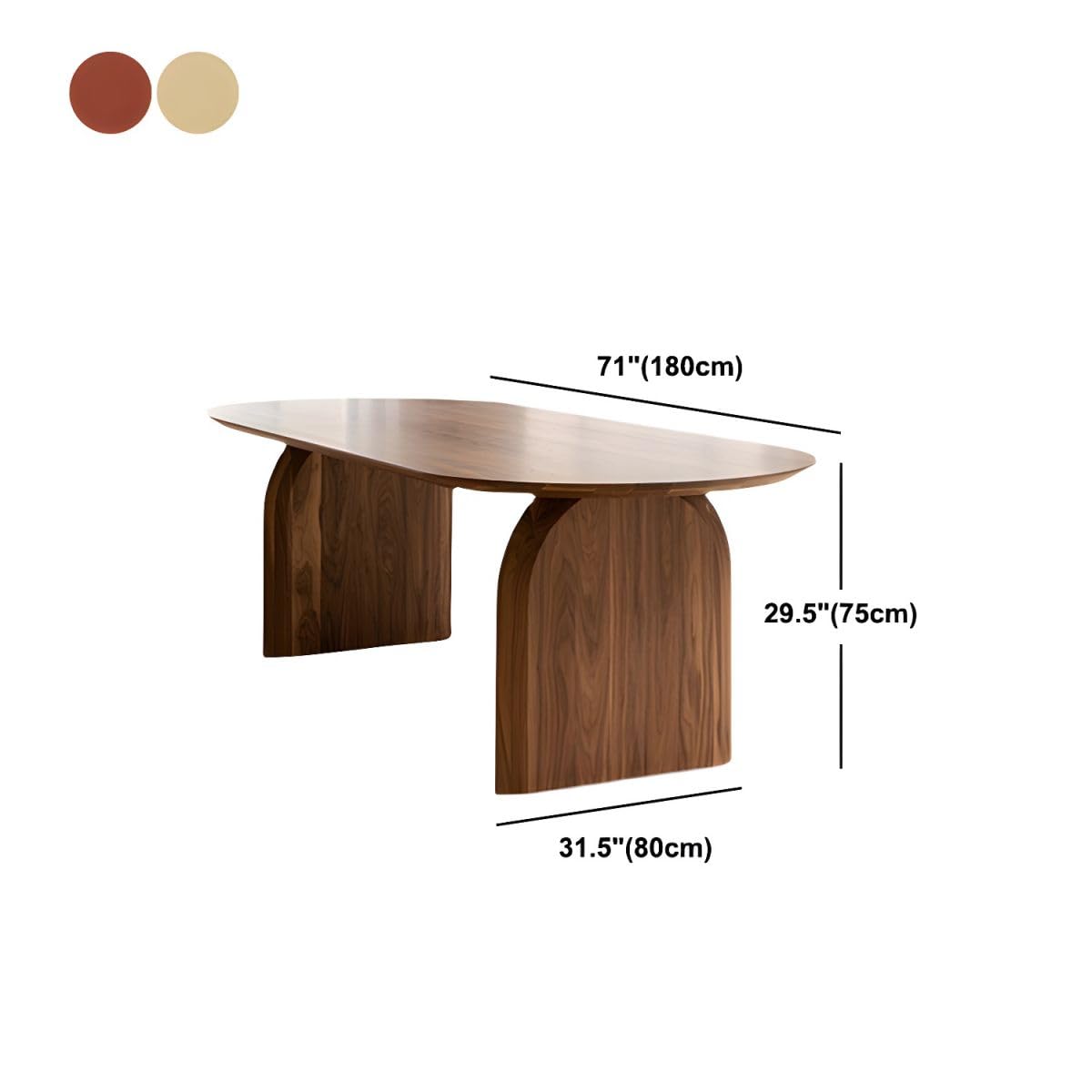 LAKIQ Oval Dining Table Solid Wood Conference Table Rectangle Meeting Room Table Office Writing Desk Table Only - Without Chairs (Natural, 70.9" L x 31.5" W x 29.5" H) LAKIQ