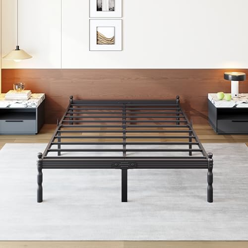 COMASACH Heavy Duty Full Size Bed Frame with Storage & Mattress Stopper, Platform Metal Bed Frame - No Box Spring Needed, Easy Assembly, Noise Free & Anti-Slip, Black COMASACH