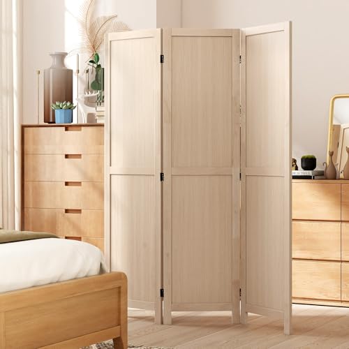 Giantex 3 Panel Folding Room Divider 67" Tall, Freestanding Wooden Privacy Screen, Divider for Room Separation, Space-Saving Wall Partition for Bedroom, Home Office, Studio – No Assembly Giantex