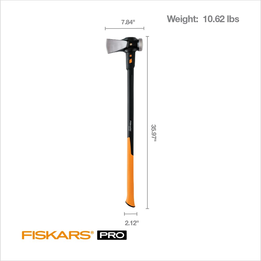 Fiskars 8 lb. Splitting Maul - 36" Shock-Absorbing, Comfort Grip Handle - Rust Resistant Forged Steel Blade - Wood Splitter Maul for Hardwood - Split Wood for Campfires - Bushcraft Gear Fiskars