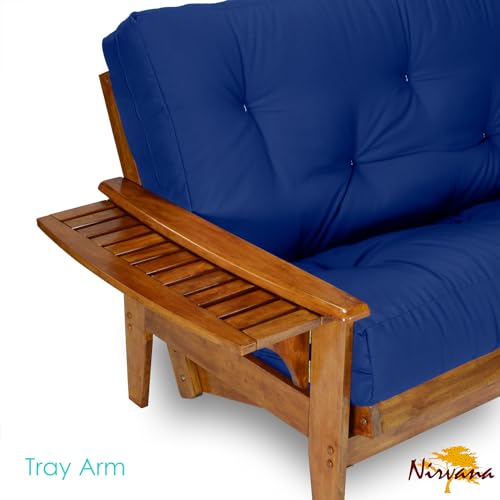 Nirvana Futons Eastridge Futon Set - Queen Size, Frame, 8" Mattress, Twill Royal Blue Cover Nirvana Futons