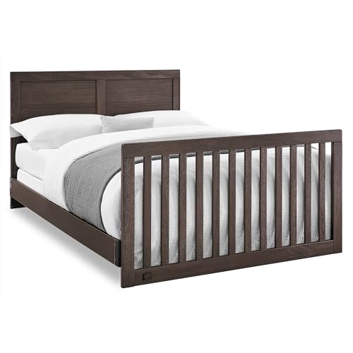 Simmons Kids Foundry 6-in-1 Convertible Baby Crib, Rustic Grey with Matte Black Delta Children