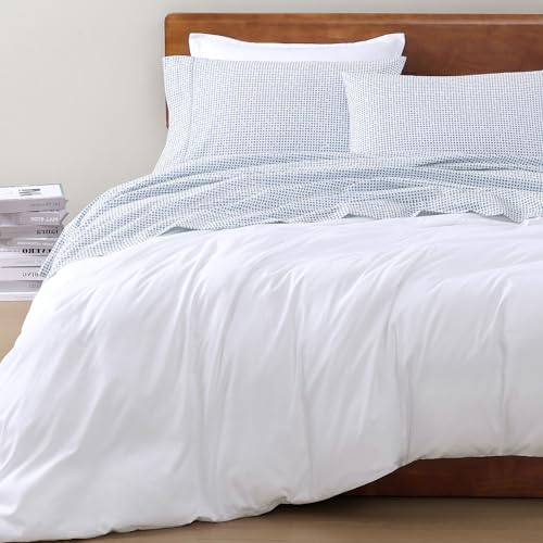 LANE LINEN 100% Organic Cotton Twin Sheets Set - 3 PC Bedding Sheets & Pillowcases - Breathable & Cooling Bed Sheets - Deep Pocket up to 15", Sheets for Twin Size Bed: Polka Dot (Blue) LANE LINEN