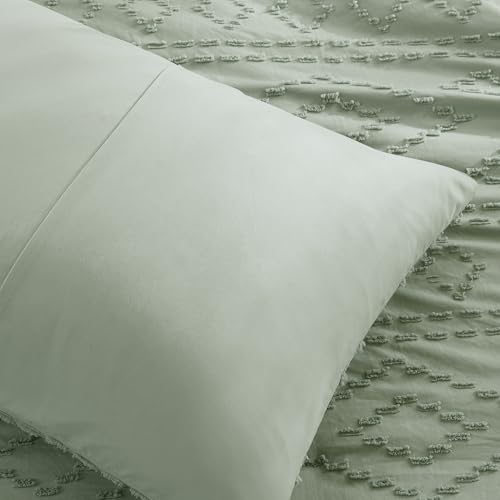 Comfort Spaces Twin/Twin XL Comforter Set for College Tufted Boho Dorm Comforter Set Twin XL Size, All Season Lightweight Bedding Set Soft, Matching Sham Sage Green 2 Piece Comfort Spaces